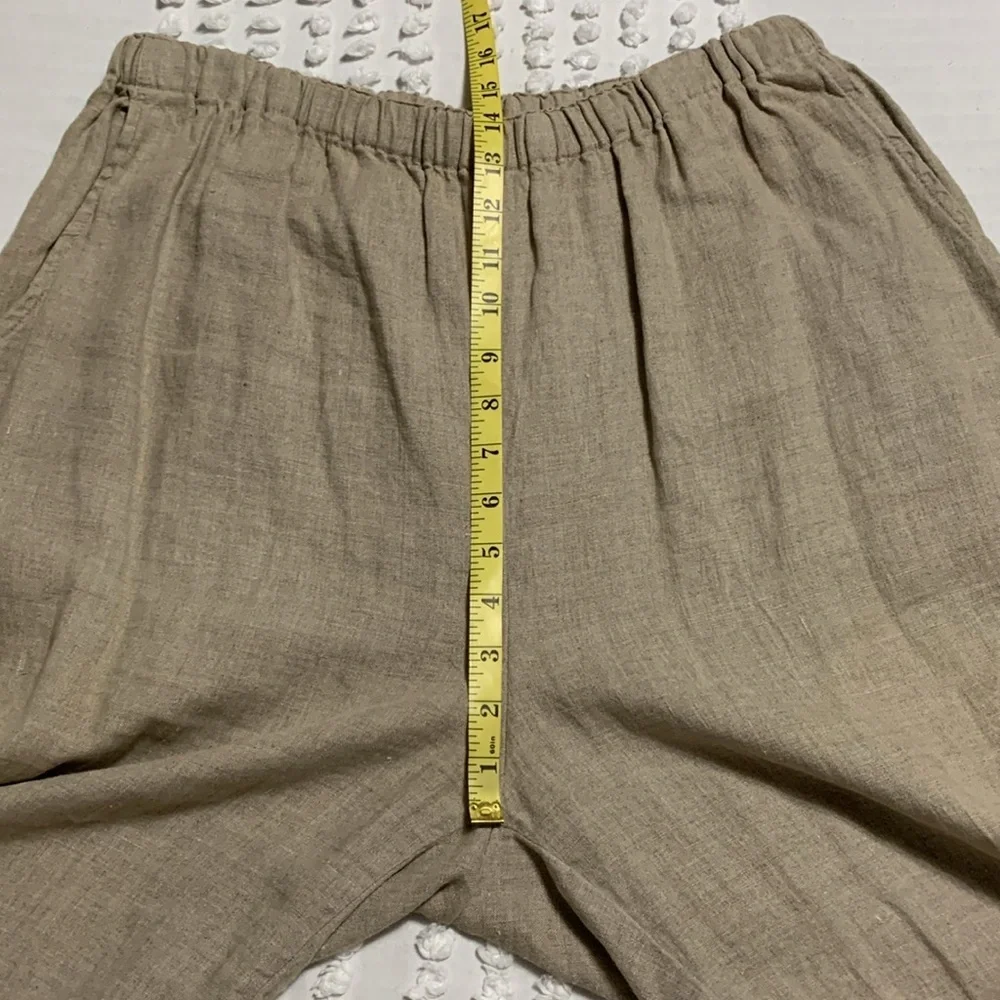 Flax Women’s 100% Linen Classic Wide-Leg Oatmeal Large Pants Lagenlook Quiet - Picture 9 of 11